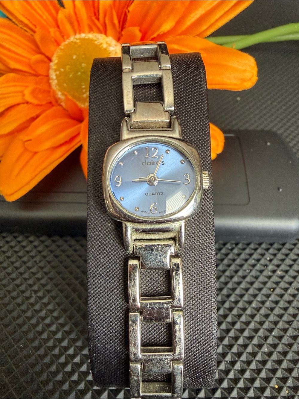 Claire's Silver-Tone Bracelet Watch with Blue Dial